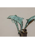 Bronze Triple Dolphin Table Base Sculpture with Verdigri Patina and Marble Stand-8. Asian & Chinese Furniture, Art, Antiques, Vintage Home Décor for sale at FEA Home