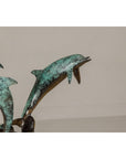Bronze Triple Dolphin Table Base Sculpture with Verdigri Patina and Marble Stand-9. Asian & Chinese Furniture, Art, Antiques, Vintage Home Décor for sale at FEA Home
