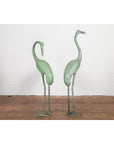 Pair of Mint Green Bronze Crane Fountain Statues-16. Asian & Chinese Furniture, Art, Antiques, Vintage Home Décor for sale at FEA Home
