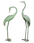 Pair of Mint Green Bronze Crane Fountain Statues-1. Asian & Chinese Furniture, Art, Antiques, Vintage Home Décor for sale at FEA Home