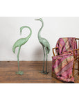 Pair of Mint Green Bronze Crane Fountain Statues-2. Asian & Chinese Furniture, Art, Antiques, Vintage Home Décor for sale at FEA Home