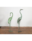 Pair of Mint Green Bronze Crane Fountain Statues-3. Asian & Chinese Furniture, Art, Antiques, Vintage Home Décor for sale at FEA Home
