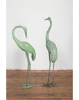 Pair of Mint Green Bronze Crane Fountain Statues-4. Asian & Chinese Furniture, Art, Antiques, Vintage Home Décor for sale at FEA Home