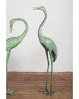 Pair of Mint Green Bronze Crane Fountain Statues-5. Asian & Chinese Furniture, Art, Antiques, Vintage Home Décor for sale at FEA Home