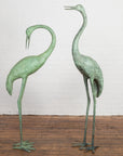 Pair of Mint Green Bronze Crane Fountain Statues-6. Asian & Chinese Furniture, Art, Antiques, Vintage Home Décor for sale at FEA Home