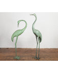 Pair of Mint Green Bronze Crane Fountain Statues-7. Asian & Chinese Furniture, Art, Antiques, Vintage Home Décor for sale at FEA Home