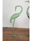 Pair of Mint Green Bronze Crane Fountain Statues-8. Asian & Chinese Furniture, Art, Antiques, Vintage Home Décor for sale at FEA Home