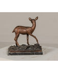 Bronze Deer Sculpture Mounted on Marble and Bronze Textured Base-10. Asian & Chinese Furniture, Art, Antiques, Vintage Home Décor for sale at FEA Home