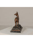 Bronze Deer Sculpture Mounted on Marble and Bronze Textured Base-11. Asian & Chinese Furniture, Art, Antiques, Vintage Home Décor for sale at FEA Home