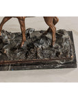 Bronze Deer Sculpture Mounted on Marble and Bronze Textured Base-12. Asian & Chinese Furniture, Art, Antiques, Vintage Home Décor for sale at FEA Home