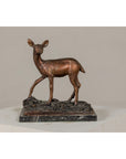 Bronze Deer Sculpture Mounted on Marble and Bronze Textured Base-4. Asian & Chinese Furniture, Art, Antiques, Vintage Home Décor for sale at FEA Home