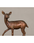 Bronze Deer Sculpture Mounted on Marble and Bronze Textured Base-5. Asian & Chinese Furniture, Art, Antiques, Vintage Home Décor for sale at FEA Home