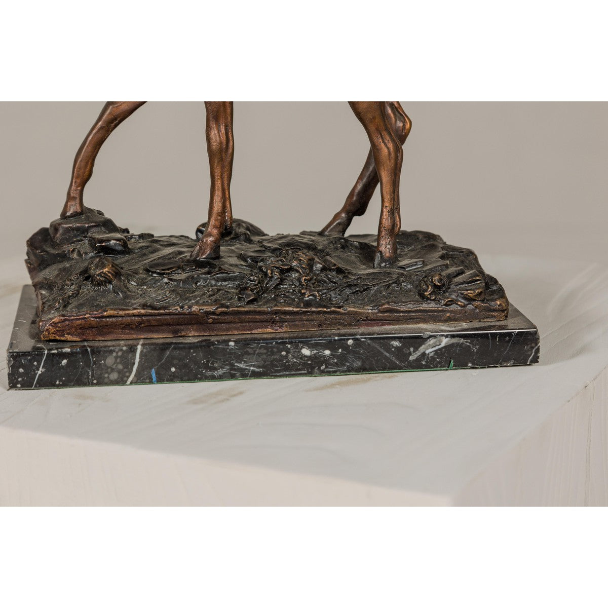 Bronze Deer Sculpture Mounted on Marble and Bronze Textured Base-6. Asian & Chinese Furniture, Art, Antiques, Vintage Home Décor for sale at FEA Home