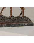 Bronze Deer Sculpture Mounted on Marble and Bronze Textured Base-6. Asian & Chinese Furniture, Art, Antiques, Vintage Home Décor for sale at FEA Home