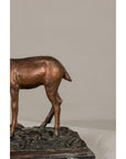 Bronze Deer Sculpture Mounted on Marble and Bronze Textured Base-7. Asian & Chinese Furniture, Art, Antiques, Vintage Home Décor for sale at FEA Home