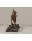 Bronze Deer Sculpture Mounted on Marble and Bronze Textured Base-9. Asian & Chinese Furniture, Art, Antiques, Vintage Home Décor for sale at FEA Home