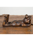 Daydreaming Frog Bronze Sculpture with Golden Patina, Tubed as a Fountain-2. Asian & Chinese Furniture, Art, Antiques, Vintage Home Décor for sale at FEA Home