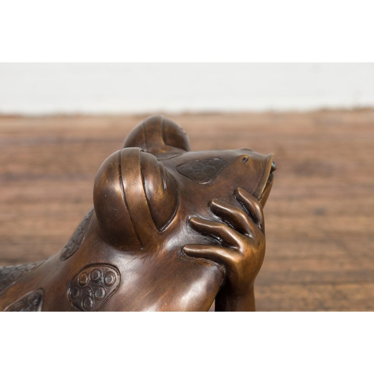 Daydreaming Frog Bronze Sculpture with Golden Patina, Tubed as a Fountain-7. Asian & Chinese Furniture, Art, Antiques, Vintage Home Décor for sale at FEA Home