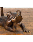 Daydreaming Frog Bronze Sculpture with Golden Patina, Tubed as a Fountain-9. Asian & Chinese Furniture, Art, Antiques, Vintage Home Décor for sale at FEA Home