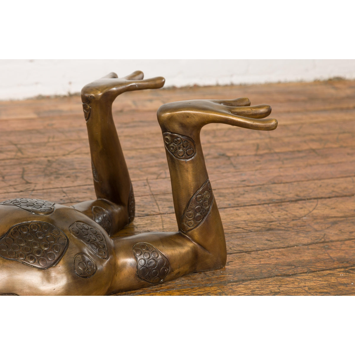 Gold Colored Bronze Frog Sculpture-10. Asian & Chinese Furniture, Art, Antiques, Vintage Home Décor for sale at FEA Home