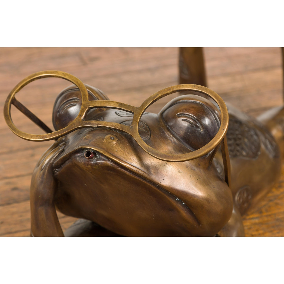 Gold Colored Bronze Frog Sculpture-12. Asian & Chinese Furniture, Art, Antiques, Vintage Home Décor for sale at FEA Home