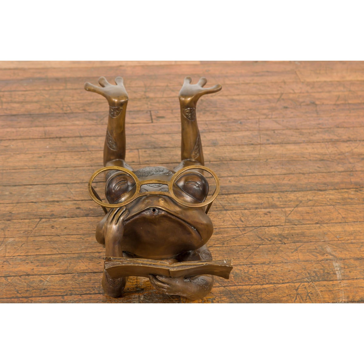 Gold Colored Bronze Frog Sculpture-14. Asian & Chinese Furniture, Art, Antiques, Vintage Home Décor for sale at FEA Home