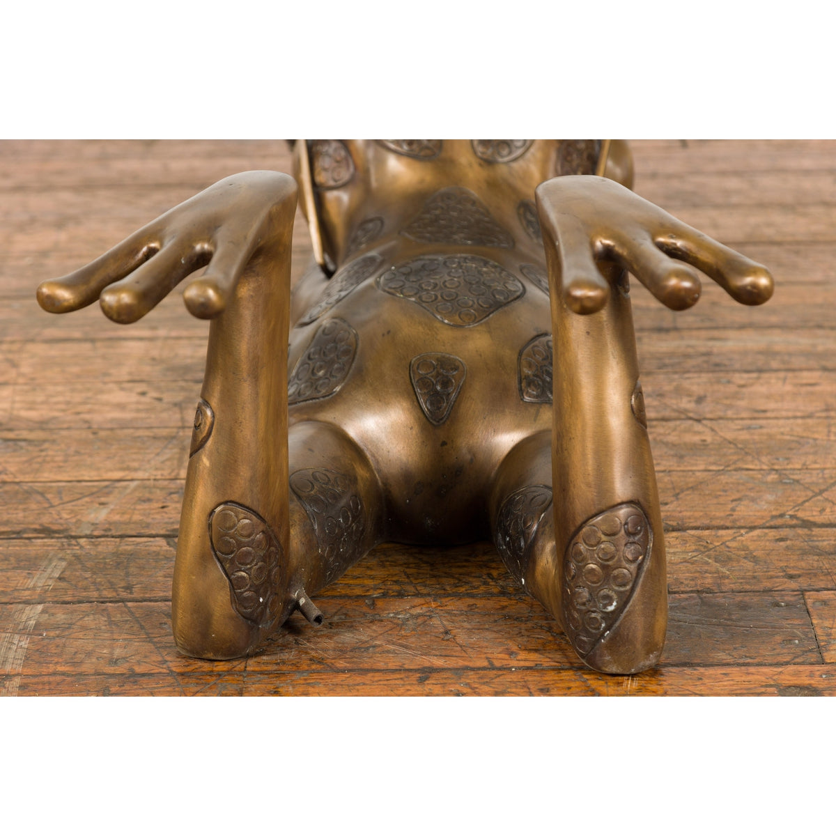 Gold Colored Bronze Frog Sculpture-17. Asian & Chinese Furniture, Art, Antiques, Vintage Home Décor for sale at FEA Home