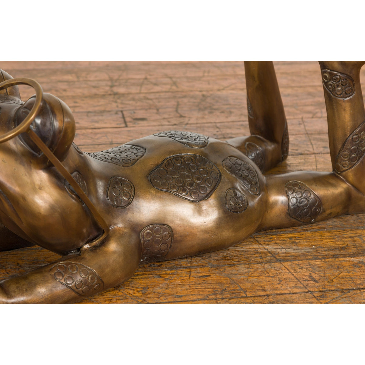 Gold Colored Bronze Frog Sculpture-7. Asian & Chinese Furniture, Art, Antiques, Vintage Home Décor for sale at FEA Home