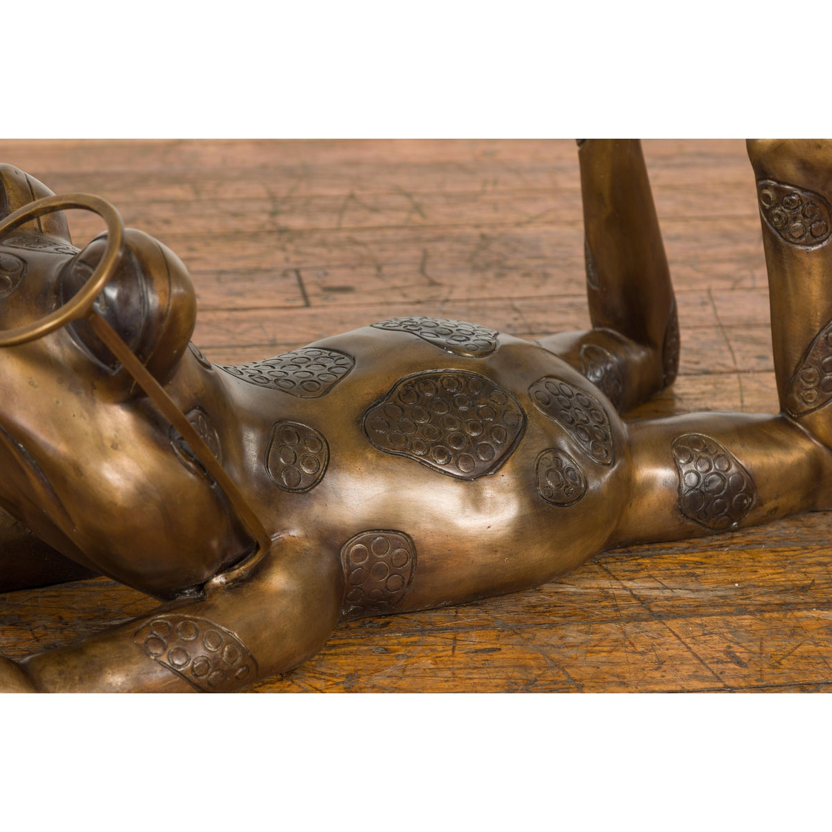 Gold Colored Bronze Frog Sculpture-9. Asian & Chinese Furniture, Art, Antiques, Vintage Home Décor for sale at FEA Home