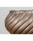 Bronze Cylindrical Urn with Wave Motifs and Scalloped Opening, Pair Available-5. Asian & Chinese Furniture, Art, Antiques, Vintage Home Décor for sale at FEA Home