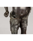 Asian Young Boy Bronze Tabletop Statuette in Dark Patina-10. Asian & Chinese Furniture, Art, Antiques, Vintage Home Décor for sale at FEA Home
