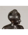 Asian Young Boy Bronze Tabletop Statuette in Dark Patina-11. Asian & Chinese Furniture, Art, Antiques, Vintage Home Décor for sale at FEA Home