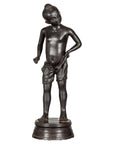 Asian Young Boy Bronze Tabletop Statuette in Dark Patina-1. Asian & Chinese Furniture, Art, Antiques, Vintage Home Décor for sale at FEA Home