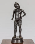 Asian Young Boy Bronze Tabletop Statuette in Dark Patina-3. Asian & Chinese Furniture, Art, Antiques, Vintage Home Décor for sale at FEA Home