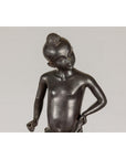 Asian Young Boy Bronze Tabletop Statuette in Dark Patina-5. Asian & Chinese Furniture, Art, Antiques, Vintage Home Décor for sale at FEA Home