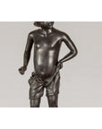Asian Young Boy Bronze Tabletop Statuette in Dark Patina-6. Asian & Chinese Furniture, Art, Antiques, Vintage Home Décor for sale at FEA Home
