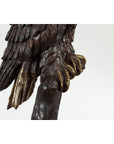 Bronze Statue of an Eagle Perched on a Branch with Gold and Silver Highlights-11. Asian & Chinese Furniture, Art, Antiques, Vintage Home Décor for sale at FEA Home