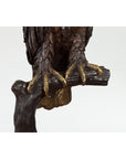Bronze Statue of an Eagle Perched on a Branch with Gold and Silver Highlights-12. Asian & Chinese Furniture, Art, Antiques, Vintage Home Décor for sale at FEA Home