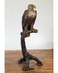 Bronze Statue of an Eagle Perched on a Branch with Gold and Silver Highlights-15. Asian & Chinese Furniture, Art, Antiques, Vintage Home Décor for sale at FEA Home