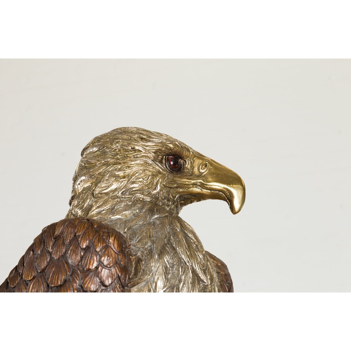 Bronze Statue of an Eagle Perched on a Branch with Gold and Silver Highlights-17. Asian & Chinese Furniture, Art, Antiques, Vintage Home Décor for sale at FEA Home