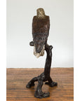 Bronze Statue of an Eagle Perched on a Branch with Gold and Silver Highlights-18. Asian & Chinese Furniture, Art, Antiques, Vintage Home Décor for sale at FEA Home