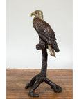 Bronze Statue of an Eagle Perched on a Branch with Gold and Silver Highlights-19. Asian & Chinese Furniture, Art, Antiques, Vintage Home Décor for sale at FEA Home