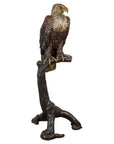 Bronze Statue of an Eagle Perched on a Branch with Gold and Silver Highlights-1. Asian & Chinese Furniture, Art, Antiques, Vintage Home Décor for sale at FEA Home