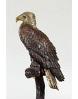 Bronze Statue of an Eagle Perched on a Branch with Gold and Silver Highlights-20. Asian & Chinese Furniture, Art, Antiques, Vintage Home Décor for sale at FEA Home