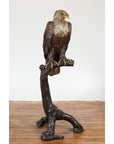 Bronze Statue of an Eagle Perched on a Branch with Gold and Silver Highlights-2. Asian & Chinese Furniture, Art, Antiques, Vintage Home Décor for sale at FEA Home