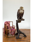 Bronze Statue of an Eagle Perched on a Branch with Gold and Silver Highlights-3. Asian & Chinese Furniture, Art, Antiques, Vintage Home Décor for sale at FEA Home