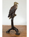 Bronze Statue of an Eagle Perched on a Branch with Gold and Silver Highlights-4. Asian & Chinese Furniture, Art, Antiques, Vintage Home Décor for sale at FEA Home