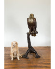 Bronze Statue of an Eagle Perched on a Branch with Gold and Silver Highlights-6. Asian & Chinese Furniture, Art, Antiques, Vintage Home Décor for sale at FEA Home