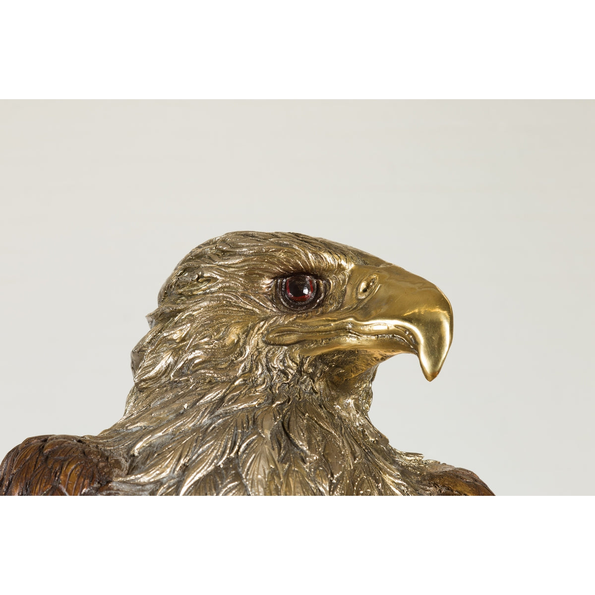 Bronze Statue of an Eagle Perched on a Branch with Gold and Silver Highlights-7. Asian & Chinese Furniture, Art, Antiques, Vintage Home Décor for sale at FEA Home