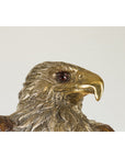 Bronze Statue of an Eagle Perched on a Branch with Gold and Silver Highlights-7. Asian & Chinese Furniture, Art, Antiques, Vintage Home Décor for sale at FEA Home